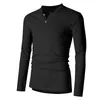 Men's T-Shirts Fashion T-shirt Long-sleeved Large Size Shirt Custom Button Solid Color Black S-2XL229U