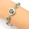 Luckyshine For Women Silver Color Bracelets Retro Round Green Peridot Fashion Bracelet New Year Gift Free shipping 8"