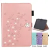 Plommon Blossom Rhinestones Läder Tablet Väska till iPad Air Pro 9.7 Mini 1/2/4/5 Samsung Galaxy Tab A T720 Multi Card Slots Skyddskåpa