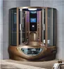 1500mmx1500mmx2250mm Gabinete de chuveiro a vapor de luxo de luxo Controle de TV multipuncional/DVD Sala de sauna de coffe de ouro 7030