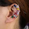 Multicolor drop CZ Ear Cuff Clip Earrings Fashion Jewelry silver Color Small Round Circle Earcuff Earrings on Clips drop ship7252929