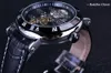 ForSining Tourbillion Obscure Designer Waterproof äkta läder Mens Watch Top Brand Luxury Mechanical Automatic Watch Clock208a