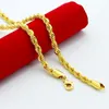 18K Real Gold Plated Stainless Steel Rope Chain Necklace 4MM for Men Gold Chains Fashion Jewelry Gift HJ2592642