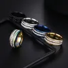 Due righe Diamond Ring in acciaio inossidabile anelli di fidanzamento anello di cerimonia nuziale progettista del mens di modo degli anelli Jewery oro Rainbow
