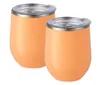 2020011099 Bev Stainless Steel Stemless Wine Glass Tumbler with Lid Vacuum Insulated 12 oz Peach Cup