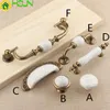 1 Pc Ceramic Knobs Pulls Dresser Drawer Knob Pull Handles Cabinet Door Handle Pull Antique Bronze White Crack Porcelain