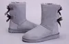 Nya Mode Kvinnor Vinter Stövlar Real Cow Split Läder Bowknot Hot Sale Women's Snow Boots Ankle Knäskor