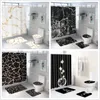 Kreative Marmor Druck Badezimmer Wasserdicht Duschvorhang Sockel Teppich Deckel Teppich Toilettendeckel-set Bad Vorhang Matte Set T200102