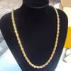 quotxupingquot hoogwaardige touwketting 6mm 14 k geel fijn massief goud GF dikke ed gevlochten heren hiphop 24quot inch Nec2752107