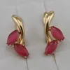 Mode-Elegante Schöne Rose Rot CZ Edelsteine Creolen Gelb Vergoldet Schmuck Geschenk Für Frauen EB541A