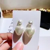 Wholesale- luxury designer cute lovely sweet heart pearl pendant dangle chandelier stud earrings for woman girls s925 silver pin