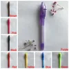 2 in 1 UV Licht Magie Onzichtbare Pennen Creatief Briefpapier Onzichtbare Inkt Pennen Plastic Markeerstift Markeerstift School Kantoor Pennen BH2545 TQQ