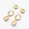 Fashion Korean gold silver 2 Colors Circles Hoop Shell Earrings For Women Bijoux Jewelry Women Jewelry Gif223w