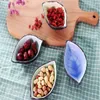 キッチンアイスのための葉の陶磁器の小さな皿の多目的調味料の皿のためのクラッキング釉薬ソースソース酢の食器スナック料理