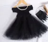 Geboren babymeisjes off-the-shoulder tutu jurk mouwloze baby peuter prinses feest tule sundress