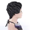 Short Lace Front Human Hair Brazilian Finger Wave Ocean Wave Pixie Cut Lace Part Human Hair