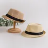 Visière d'été britannique parent-enfant jazz pour hommes, chapeau de paille de protection solaire, modèles de plage pour adultes, chapeau de paille WCW368