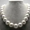 Fina smycken Gratis frakt Stor 18 "12-15mm Natural Australian South Sea Genuine White Nuclear Pearl Necklace