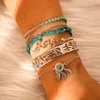 Bracelets à breloques en cristal pour femmes, 5 pièces/lot, nœud papillon perlé, couleur or, chaîne à maillons, bijoux Boho