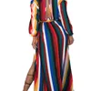 Koreansk klänning kläder Boho klänningar Chic Beach Wear Womens Long Maxi Bohemian Style Bodycon Färg Stripe Tryckt Sexig Solid