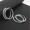 Hoop Earrings For Girls/Ladies Silver Tone Rhinestone Cluster Loop Earrings Fashion Accessories