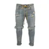 Jeans da uomo Wish Europe e Stati Uniti High Street Style Summer Slim Hole Pants Piedi dipinti Jeans skinny a vita media1