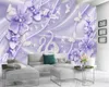 Niestandardowe 3d kwiat tapety fantasy fioletowe kwiaty łabędź jezioro piękne romans salon sypialnia ścienna tapeta