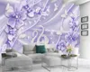 Flor costume 3d Wallpaper Purple Fantasy Flores Swan Lake bonito romance Sala Quarto Mural Wallpaper