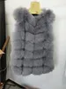 New Real fur Women Vest Leather Fashion Thick Warm Coat Jacket Solid Color Fur Vests Women Coats