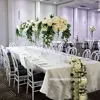 새로운 스타일의 투명한 크리스탈 트럼펫 테이블 위에 꽃병 키가 큰 아크릴 실린더 또는 결혼식 centerpiecesWedding은 도금 트럼펫 꽃병 senyu351을 vased