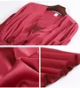 Women's sleepwear red Silk Satin 5pcs Suit Ladies Sexy Pajama Set Female Lace Pyjama Autumn Winter Home Wear nightwear For Wo256a