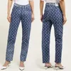 Lente Zomer Dames Gedrukt Maanpatroon Slim Panel Crescent Enkellange Jeans Broek Nieuw