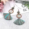 Turquesa Beads Dream Catceiro Lã Fringed Setor Borla Brinco Colorido Estilo Étnico Eardrop Moda Mulheres Brincos Jóias Criativo Presente