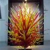 Outdoor Hand Blown Glass Floor Lamps Red and Yellow Blown Glass Floor Sculpture for Garden Art Decoration Murano Glass Standing Sculptures