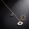 Blaue Evil Eye-Anhänger-Halskette, Roségold, Türkei, Damen-Titanium-Stahl-Schmuck für Mädchen, modische Strass-Halskette mit Gliederkette