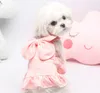 Spring and summer new bow tie dress lace stretch dress small dog thin Star Flower Gauze Teddy pet puppy dog clothes wholesale price