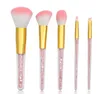 5-teiliges Make-up-Pinsel-Set mit transparenter Tasche, Einhorn, bunt, schimmernd, glitzernd, Acrylgriff, weicher Make-up-Pinsel für Foundation, Power, 4 Farben