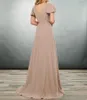 2020 elegante moeder van de bruid jurken korte mouwen appliques chiffon avondjurken vloer lengte plus size bruiloft gasten jurk