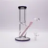 10inch Clear Straight Glass Bong Double Color Edge Smoking Pipe with 1 Colour Downstem 1 clear bowl