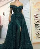 2020 Yousef Aljasmi Sequined Mermaid Evening Dresses Long Overskirts Side Split Off Shoulder Prom Dresses Side Split Pagant Party Gowns