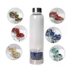 Natural Crystal Quartz Glass Water Bottle Crushed Quartz Obelisk Wand Healing Energy Bottles Stainless Steel Cap