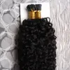 Mongolian kinky curly hair 100pc Fusion Hair I Tip Stick Tip Keratin Machine Made Remy Pre Bonded Human Hair Extension 16quot 207364422