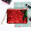 New hot sale envelope clutch bag zipper cosmetic bag fashion mermaid sequin bag ladies coin purse WCW661