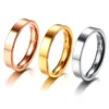 Anillo clásico Unisex de 4mm, alianza Simple de acero inoxidable para mujeres y hombres, joyería de moda, banda de boda de Color oro rosa