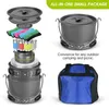 39pcs Camping Cookware Mess Kit for 6 and more, Large Size Hanging Pot Pan Kettle with Base Dinner Cutlery Sets