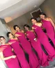 2019 Negerian Black Girls Fuchsia Mermaid Bridesmaid Dresses One Shoulder Beads Satin Floor Length Evening Gowns Maid Of Honors Dresses