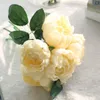 Hight qualidade cetim 6 cabeças Bouquet Artificial Rose Flores Vivid Peony Falso Flor Casamento Casa Party Decoration XD23211