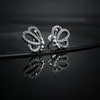 Flying Butterfly CZ Diamond Stud örhängen Lyxiga designersmycken med låda för Pandora 925 Sterling Silver Högkvalitativt örhänge för kvinnor