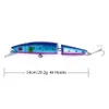 Hengjia 140mm Dois articulados Minnow Lures de pesca Equipamento de pesca Minnow Lure 14cm 20 2G 4 iscas de plástico dura JM007 50 pcs