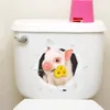5pcs 3d Carton en trois dimensions autocollants de porc mignons créatifs de toilette de salle de bain autocollants PVC amovibles